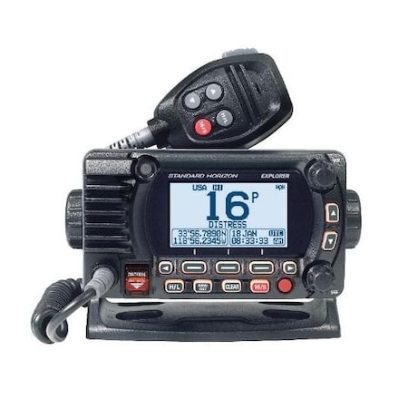 Standard Horizon Explorer Black 25W Fixed Mount Vhf/Gps Radio Ram Mic Compatible With Dot Matrix Lcd STAEXPLORER/GX1800GB
